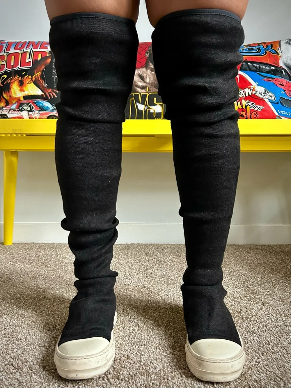 Rick Owen’s DRKSHDW Black Wax High Sock Sneaker